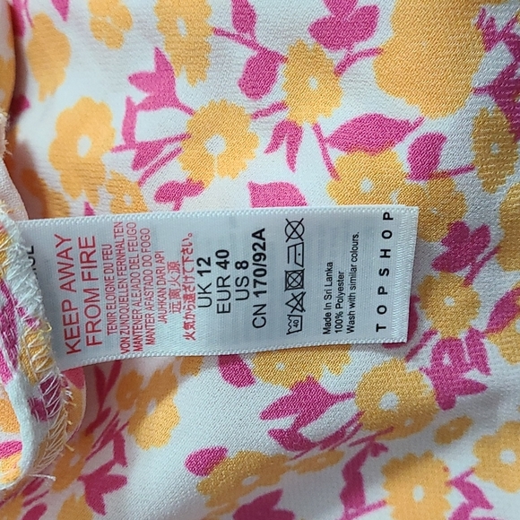 TOPSHOP Yellow & Pink Floral Button Down Top - Picture 5 of 9